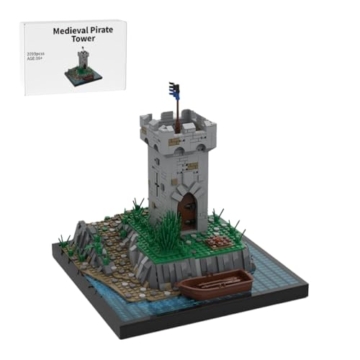 ExPrismarx Mittelalter Schloss Modell, 2093 Teile 8-in-1 Modulares Mittelalter Piraten Turm Klemmbausteine Set, Großes Historisches Architekturmodell als Display & Sammlerstück - 1