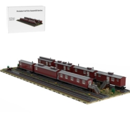 ExPrismarx Sägewerk Camp Cars Modul Bausteine Set, 9278 Teile Minifig Maßstab Eisenbahn Erweiterbares Zugmodell Modul für Schienen, DIY Klemmbausteine Modellbau für Erwachsene, MOC-190200 - 1