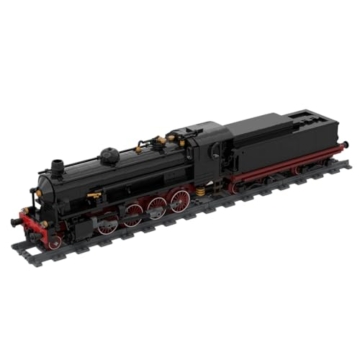 ExPrismarx Zug Bausteine Set, 1039 Teile Italienisches Dampflokomotiven Zugmodell DIY Klemmbausteine Bausatz in Schwarz-Rot mit Tender, Kreatives Geschenke Ornament für Jugendliche & Erwachsene - 2