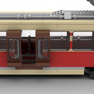 ExPrismarx Zug Bausteine Set, 1291 Teile Classic GTL-8 Straßenbahn Zugmodell DIY Klemmbausteine Bausatz mit Schienen, Technik Tram Geschenke Ornament für Erwachsene, MOC-163849 - 5
