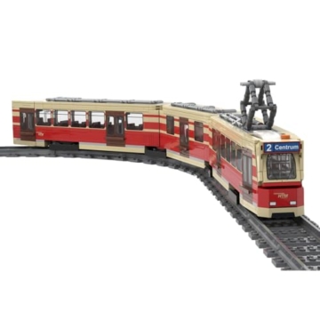 ExPrismarx Zug Bausteine Set, 1291 Teile Classic GTL-8 Straßenbahn Zugmodell DIY Klemmbausteine Bausatz mit Schienen, Technik Tram Geschenke Ornament für Erwachsene, MOC-163849 - 6