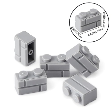 Feleph Mauerstein Set 1x2 Steine Grau Mauerwerk Profil Bausteine für Wand Häuser Architektur Classic Basic Masonry Bricks für Kinder (360 Stück) - 4