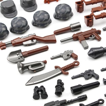 Feleph Militär Waffen Set Armee Spielzeug Paket für WW2 Soldaten Figuren aus Weltkrieg Bausteine, Mini Ausrüstungsteile und Teile Zubehörpaket kompatibel mit großen Marken