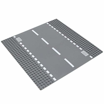 Feleph Stadt Gerade Straßengrundplatte 4 Stück Bausatz 10 x 10 Zoll Grundplatte für Bausteine Kompatibel mit Allen Wichtigen Marken (Gerade 4 Stück)