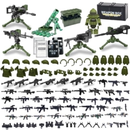 Felicify Waffenspielzeug-Set, 135 Teile Soldaten WW2 Waffenset, Militärische Spielset, Militärische Waffenset, Militärfiguren, Soldatenfiguren, Bausteine für Kinder - 1