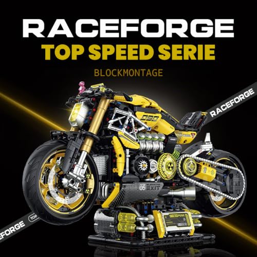 FigureArt Technik Motorrad Klemmbausteine, GULY 60519, 2500 Teile 1:5 Groß MOC Bausatz(Originalverpackung) - 2