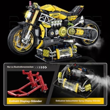 FigureArt Technik Motorrad Klemmbausteine, GULY 60519, 2500 Teile 1:5 Groß MOC Bausatz(Originalverpackung) - 3