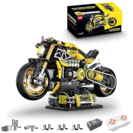 FigureArt Technik Motorrad Klemmbausteine, GULY 60519, 2500 Teile 1:5 Groß MOC Bausatz(Originalverpackung) - 1