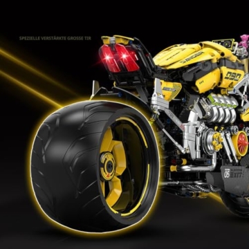 FigureArt Technik Motorrad Klemmbausteine, GULY 60519, 2500 Teile 1:5 Groß MOC Bausatz(Originalverpackung) - 4