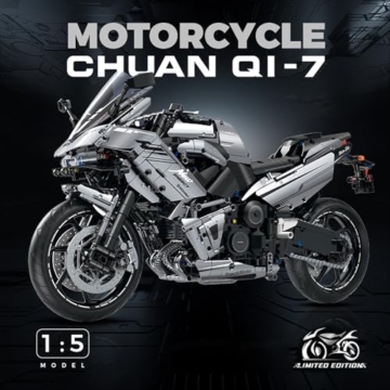 FigureArt Technik Motorrad Klemmbausteine, GULY 60525, 2156 Teile 1:5 Groß MOC Bausatz(Originalverpackung) - 2