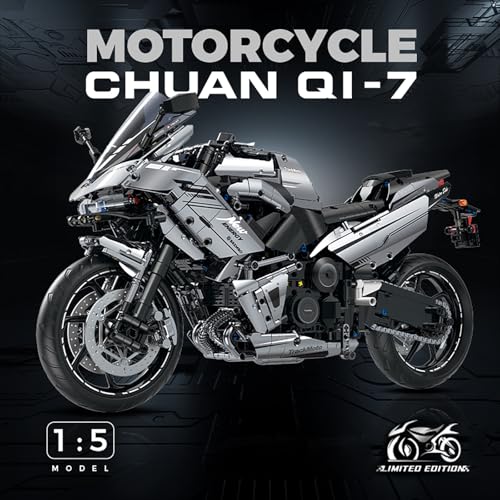 FigureArt Technik Motorrad Klemmbausteine, GULY 60525, 2156 Teile 1:5 Groß MOC Bausatz(Originalverpackung) - 2