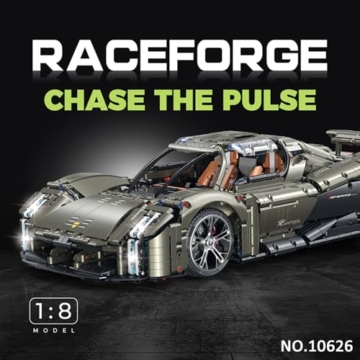 FigureArt Technik Sportwagen Auto Bausatz, GULY 10626, 3728 Teile mit Motoren und LED Ferngesteuert Auto MOC Klemmbausteine (Originalverpackung) (Statische Version) - 2