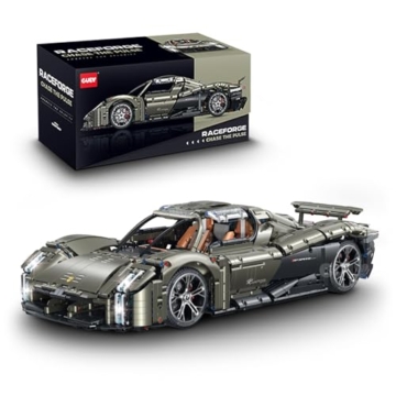 FigureArt Technik Sportwagen Auto Bausatz, GULY 10626, 3728 Teile mit Motoren und LED Ferngesteuert Auto MOC Klemmbausteine (Originalverpackung) (Statische Version) - 1