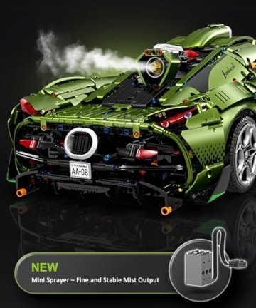 FigureArt Technik Sportwagen Auto Bausatz, GULY 10628, 3838 Teile mit Motoren und LED Ferngesteuert Auto MOC Klemmbausteine (Originalverpackung) (Statische Version) - 4