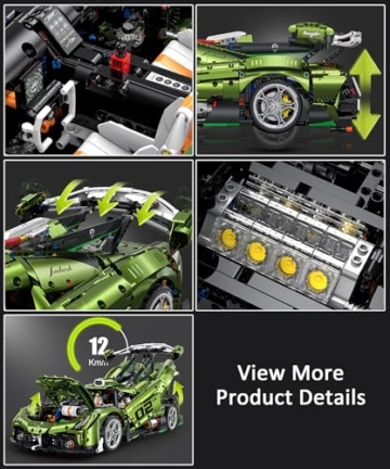 FigureArt Technik Sportwagen Auto Bausatz, GULY 10628, 3838 Teile mit Motoren und LED Ferngesteuert Auto MOC Klemmbausteine (Originalverpackung) (Statische Version) - 5