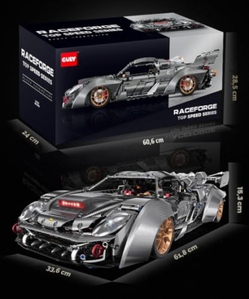 FigureArt Technik Sportwagen Auto Bausatz, GULY 10629, 3903 Teile mit Motoren und LED Ferngesteuert Auto MOC Klemmbausteine (Originalverpackung) (Dynamische Version) - 7
