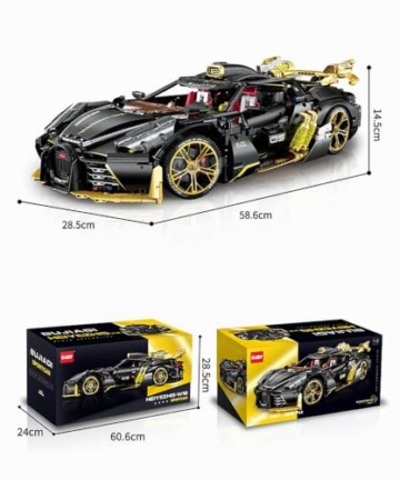FigureArt Technik Sportwagen Auto Bausatz, GULY 10631, 3976 Teile mit Motoren und LED Groß Ferngesteuert Auto MOC Klemmbausteine (Originalverpackung) (Dynamische Version) - 7