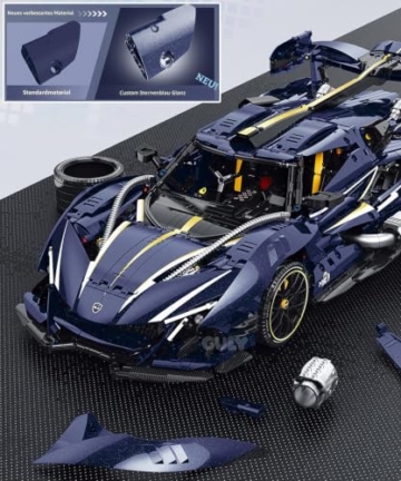 FigureArt Technik Sportwagen Auto Bausatz, GULY 10641, 3656 Teile mit Motoren und LED Ferngesteuert Auto MOC Klemmbausteine (Originalverpackung) (Dynamische Version) - 2