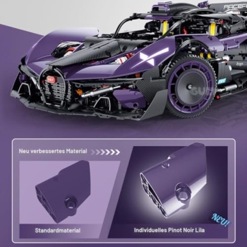 FigureArt Technik Sportwagen Auto Bausatz, GULY 10643, 3332 Teile mit Motoren und LED Groß Ferngesteuert Auto MOC Klemmbausteine (Originalverpackung) (Statische Version) - 4