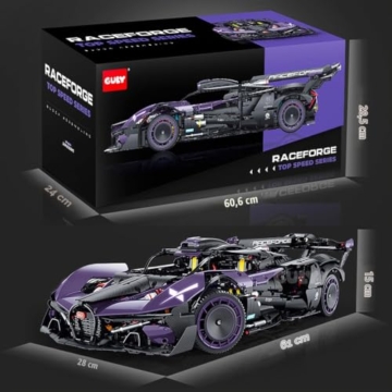 FigureArt Technik Sportwagen Auto Bausatz, GULY 10643, 3332 Teile mit Motoren und LED Groß Ferngesteuert Auto MOC Klemmbausteine (Originalverpackung) (Statische Version) - 7