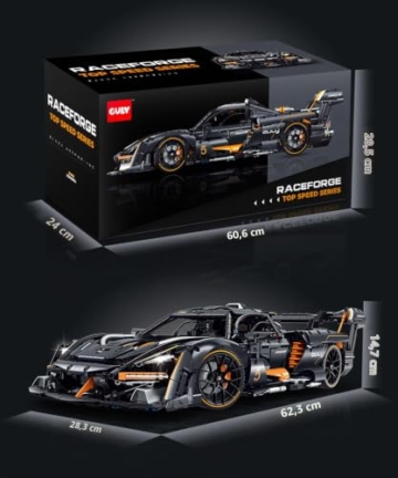 FigureArt Technik Sportwagen Auto Bausatz, GULY 10646, 3803 Teile mit Motoren und LED Groß Ferngesteuert Auto Klemmbausteine (Originalverpackung) (Dynamische Version) - 7