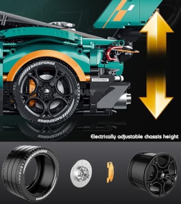 GULY 10647 Technik Sportwagen mit Motoren, LED & Fernsteuerung Spoiler