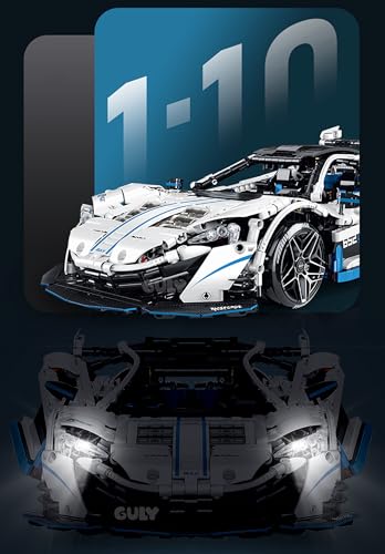 FigureArt Technik Sportwagen Auto Bausatz, GULY 10652, 2138 Teile mit Motoren und LED Groß Ferngesteuert Driften Können Auto MOC Klemmbausteine(Originalverpackung) - 2
