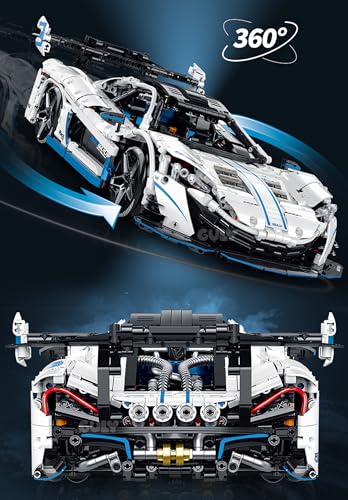 FigureArt Technik Sportwagen Auto Bausatz, GULY 10652, 2138 Teile mit Motoren und LED Groß Ferngesteuert Driften Können Auto MOC Klemmbausteine(Originalverpackung) - 4