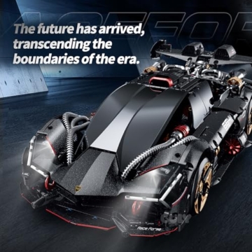 FigureArt Technik Sportwagen Auto Bausatz, GULY 10654, 2104 Teile mit Motoren und LED Groß Ferngesteuert Driften Können Auto MOC Klemmbausteine(Originalverpackung) - 2