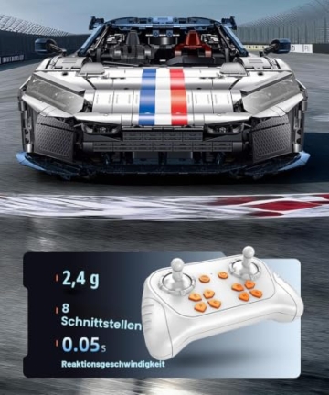 FigureArt Technik Sportwagen Auto Bausatz, GULY 10656, 3998 Teile mit Motoren und LED Groß Ferngesteuert Auto MOC Klemmbausteine für Erwachsene (Originalverpackung) (Dynamische Deluxe-Edition) - 2