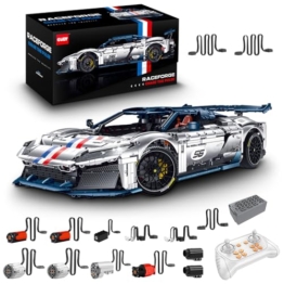 FigureArt Technik Sportwagen Auto Bausatz, GULY 10656, 3998 Teile mit Motoren und LED Groß Ferngesteuert Auto MOC Klemmbausteine für Erwachsene (Originalverpackung) (Dynamische Deluxe-Edition) - 1