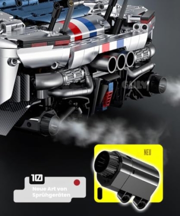 FigureArt Technik Sportwagen Auto Bausatz, GULY 10656, 3998 Teile mit Motoren und LED Groß Ferngesteuert Auto MOC Klemmbausteine für Erwachsene (Originalverpackung) (Dynamische Deluxe-Edition) - 4