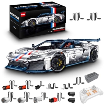 FigureArt Technik Sportwagen Auto Bausatz, GULY 10656, 3998 Teile mit Motoren und LED Groß Ferngesteuert Auto MOC Klemmbausteine für Erwachsene (Originalverpackung) (Dynamische Deluxe-Edition) - 1