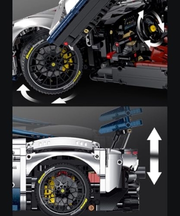 FigureArt Technik Sportwagen Auto Bausatz, GULY 10656, 3998 Teile mit Motoren und LED Groß Ferngesteuert Auto MOC Klemmbausteine für Erwachsene (Originalverpackung) (Dynamische Deluxe-Edition) - 5