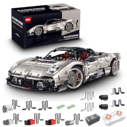 FigureArt Technik Sportwagen Auto Bausatz, GULY 10657, 3314 Teile mit Motoren und LED Groß Ferngesteuert Auto MOC Klemmbausteine für Erwachsene (Originalverpackung) (Dynamische Deluxe-Edition) - 1