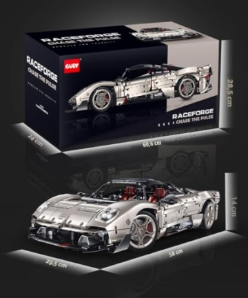 FigureArt Technik Sportwagen Auto Bausatz, GULY 10657, 3314 Teile mit Motoren und LED Groß Ferngesteuert Auto MOC Klemmbausteine für Erwachsene (Originalverpackung) (Dynamische Deluxe-Edition) - 8