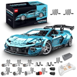 FigureArt Technik Sportwagen Auto Bausatz, GULY 10660, 3601 Teile mit Motoren und LED Groß Ferngesteuert Auto MOC Klemmbausteine für Erwachsene (Originalverpackung) (Dynamische Deluxe-Edition) - 1