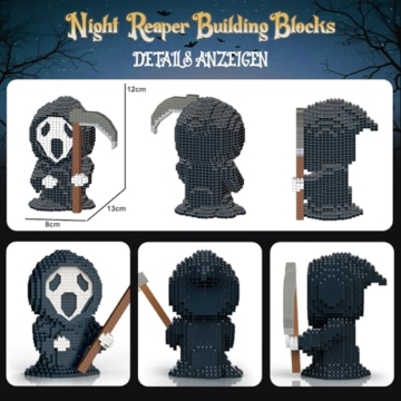 Finger Rock Horrorpuppe Halloween Ferien Geschenk Nacht Reaper Micro Klemmbausteine, 797 Teile Creative Deko Modell für Horrorfilm Fans Erwachsene Jugendliche - 3