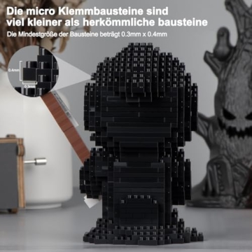 Finger Rock Horrorpuppe Halloween Ferien Geschenk Nacht Reaper Micro Klemmbausteine, 797 Teile Creative Deko Modell für Horrorfilm Fans Erwachsene Jugendliche - 4