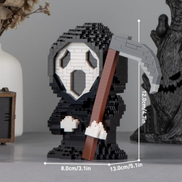 Finger Rock Horrorpuppe Halloween Ferien Geschenk Nacht Reaper Micro Klemmbausteine, 797 Teile Creative Deko Modell für Horrorfilm Fans Erwachsene Jugendliche - 6