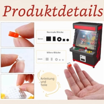 Finger Rock Mikro Retro Arcade Konsole Klemmbausteine,1060 Teile DIY Tabletop Anime Fighter Szene Arcade Maschine Modell Kreative Spielautomaten Geschenke für Gaming Fans Junge Menschen - 4