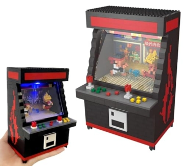 Finger Rock Mikro Retro Arcade Konsole Klemmbausteine,1060 Teile DIY Tabletop Anime Fighter Szene Arcade Maschine Modell Kreative Spielautomaten Geschenke für Gaming Fans Junge Menschen - 1