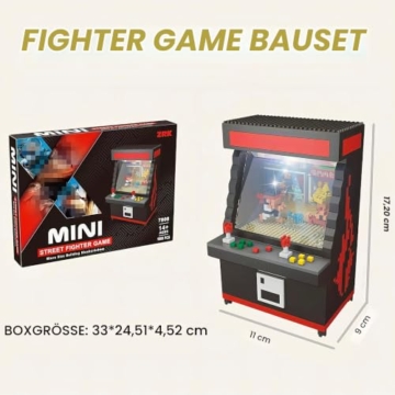 Finger Rock Mikro Retro Arcade Konsole Klemmbausteine,1060 Teile DIY Tabletop Anime Fighter Szene Arcade Maschine Modell Kreative Spielautomaten Geschenke für Gaming Fans Junge Menschen - 5