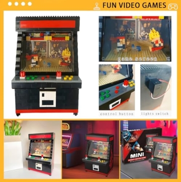 Finger Rock Mikro Retro Arcade Konsole Klemmbausteine,1060 Teile DIY Tabletop Anime Fighter Szene Arcade Maschine Modell Kreative Spielautomaten Geschenke für Gaming Fans Junge Menschen - 6