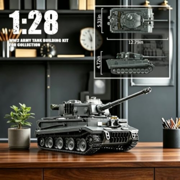 Finger Rock Militär Tiger Panzer Klemmbausteine,1668 Teile WW2 Technik Armee Schwer Panzer Bausteine 1:28 Kampfpanzer Modell Kampfwagen Kreative Geschenk für Militärfans Erwachsene or Junge Menschen - 2