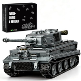 Finger Rock Militär Tiger Panzer Klemmbausteine,1668 Teile WW2 Technik Armee Schwer Panzer Bausteine 1:28 Kampfpanzer Modell Kampfwagen Kreative Geschenk für Militärfans Erwachsene or Junge Menschen - 1