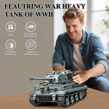 Finger Rock Militär Tiger Panzer Klemmbausteine,1668 Teile WW2 Technik Armee Schwer Panzer Bausteine 1:28 Kampfpanzer Modell Kampfwagen Kreative Geschenk für Militärfans Erwachsene or Junge Menschen - 6