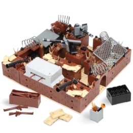 Finger Rock Militärbasis Klemmbausteine, Militärische Trench mit Festung Behandlungsraum Gefängnis, Waffen Flugabwehrkanone Ausrtistung, Kreative Geschenk für Jugendliche (833 Stück) - 1