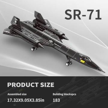 Finger Rock SR-71 Blackbird Flugzeug Klemmbausteine,1:74 Kampfjet Bausteine Set,WW2 Militär Kampfflugzeug Luftwaffe Eurofighter Jet Modell Kreative Geschenke für Militärfans Junge Menschen - 3