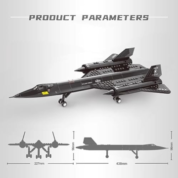 Finger Rock SR-71 Blackbird Flugzeug Klemmbausteine,1:74 Kampfjet Bausteine Set,WW2 Militär Kampfflugzeug Luftwaffe Eurofighter Jet Modell Kreative Geschenke für Militärfans Junge Menschen - 5